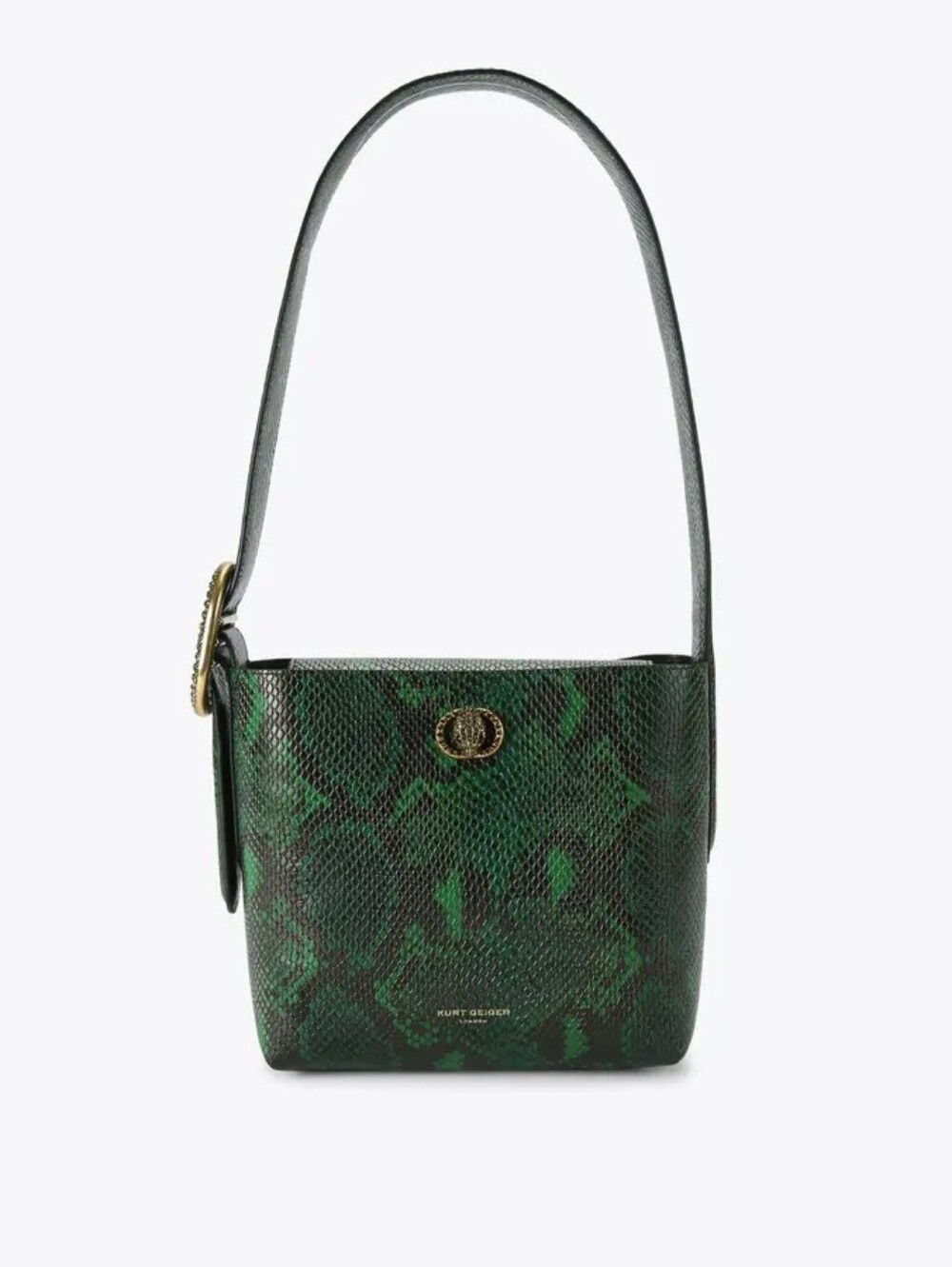 *NWT* [Kurt Geiger] Small Chealsea Bucket Bag In Green Snake-printed Leather